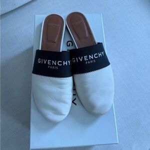 Givenchy Black and White Leather Slides